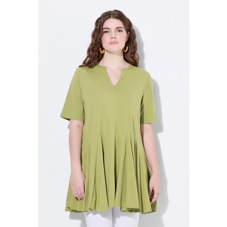 Ulla Popken T-Shirt Taglio Svasato Scollo a Tunica Mezze Maniche  