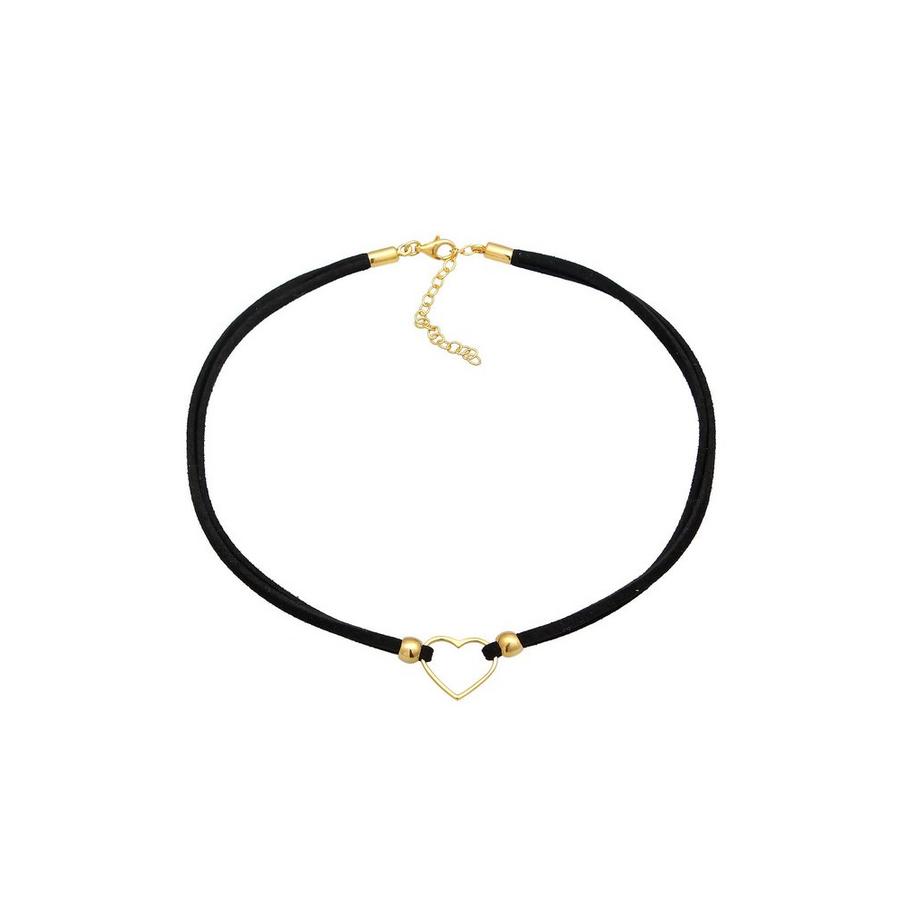 Elli  Halskette Choker Herz Velourband Schwarz 925 Silber 