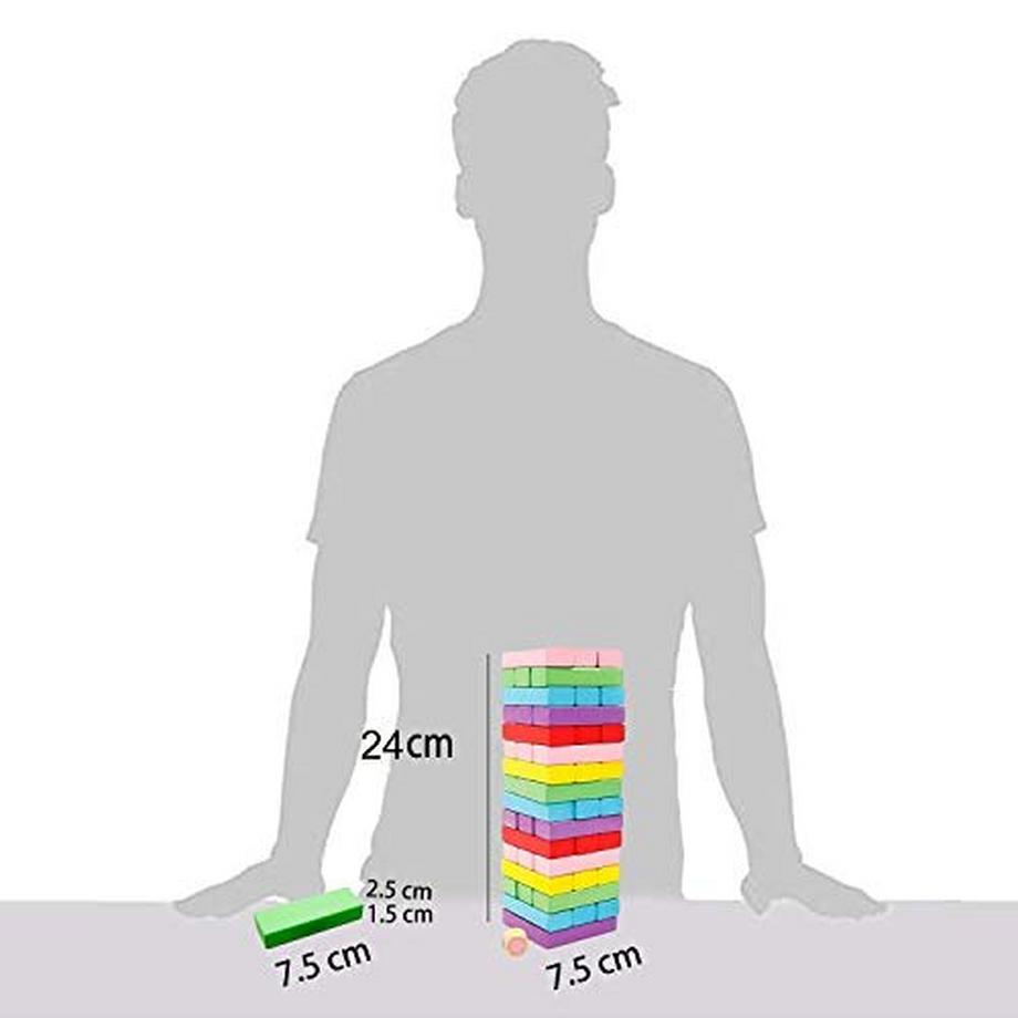 Activity-board  Klassische Bausteine Gefärbt Stapelspiel aus Holz Bauklötze Turm Bunt Holz Wackelturm für Kinder 