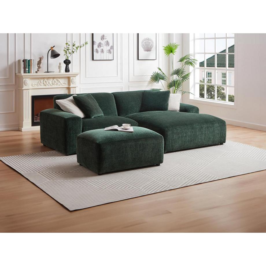 Maison Céphy Ecksofa & Hocker - Ecke rechts - Cord - Tannengrün - TIRONO von Maison Céphy  