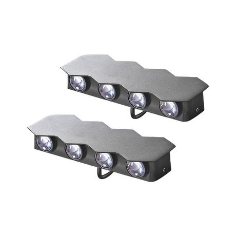 Beliani Set di 2 luci da parete da giardino a LED en Alluminio Moderno WELDON  