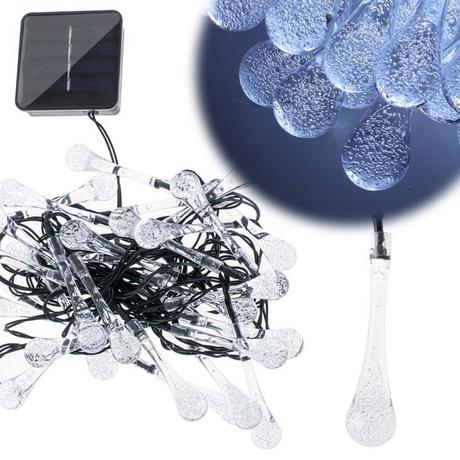Pricenet Solar-Eiszapfen-Gartenbeleuchtung, 6,5 m, 30 LEDs, kaltweiß  
