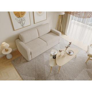 Vente-unique Schlafsofa mit Matratze 4-Sitzer - Liegefläche 160 cm - Matratze 18 cm - Cord - Beige - BEVIS  