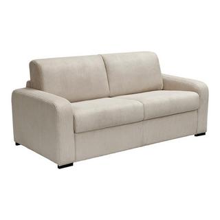 Vente-unique Divano letto 4 posti a ribalta Posto letto 160 cm Materasso 18 cm in Velluto a coste Beige - BEVIS  