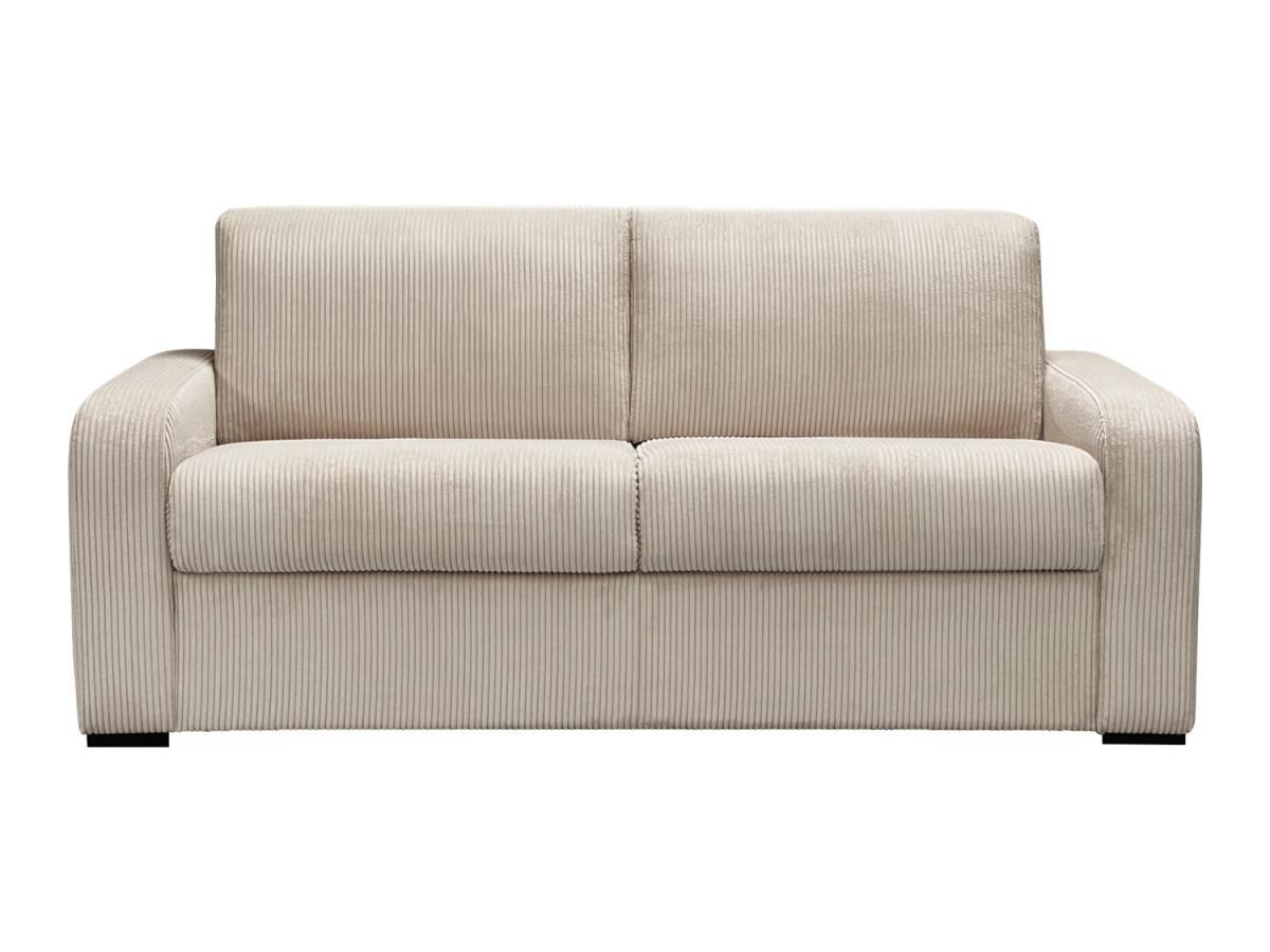 Vente-unique Schlafsofa mit Matratze 4-Sitzer - Liegefläche 160 cm - Matratze 18 cm - Cord - Beige - BEVIS  