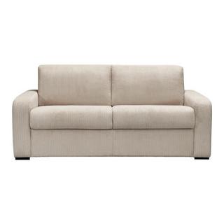 Vente-unique Canapé 4 places convertible express en velours côtelé beige - Couchage 160 cm - Matelas 18 cm - BEVIS  