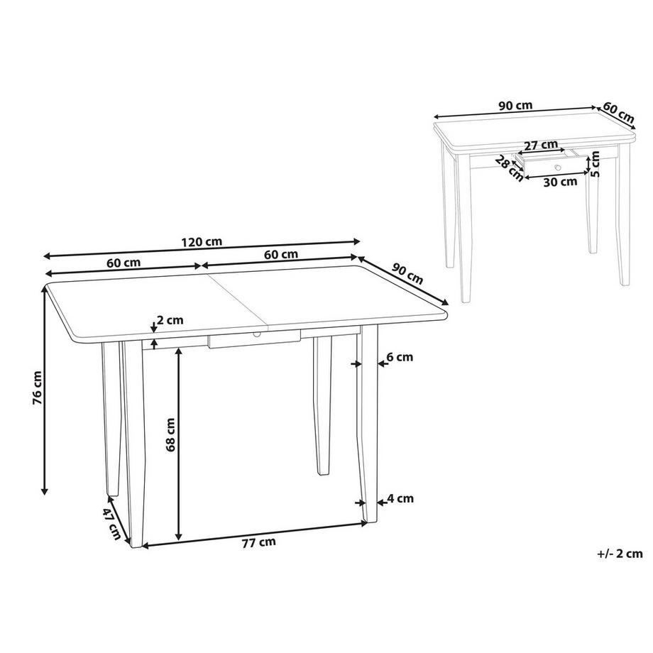 Beliani Table de salle à manger extensible en Bois d'hévéa  MASELA  