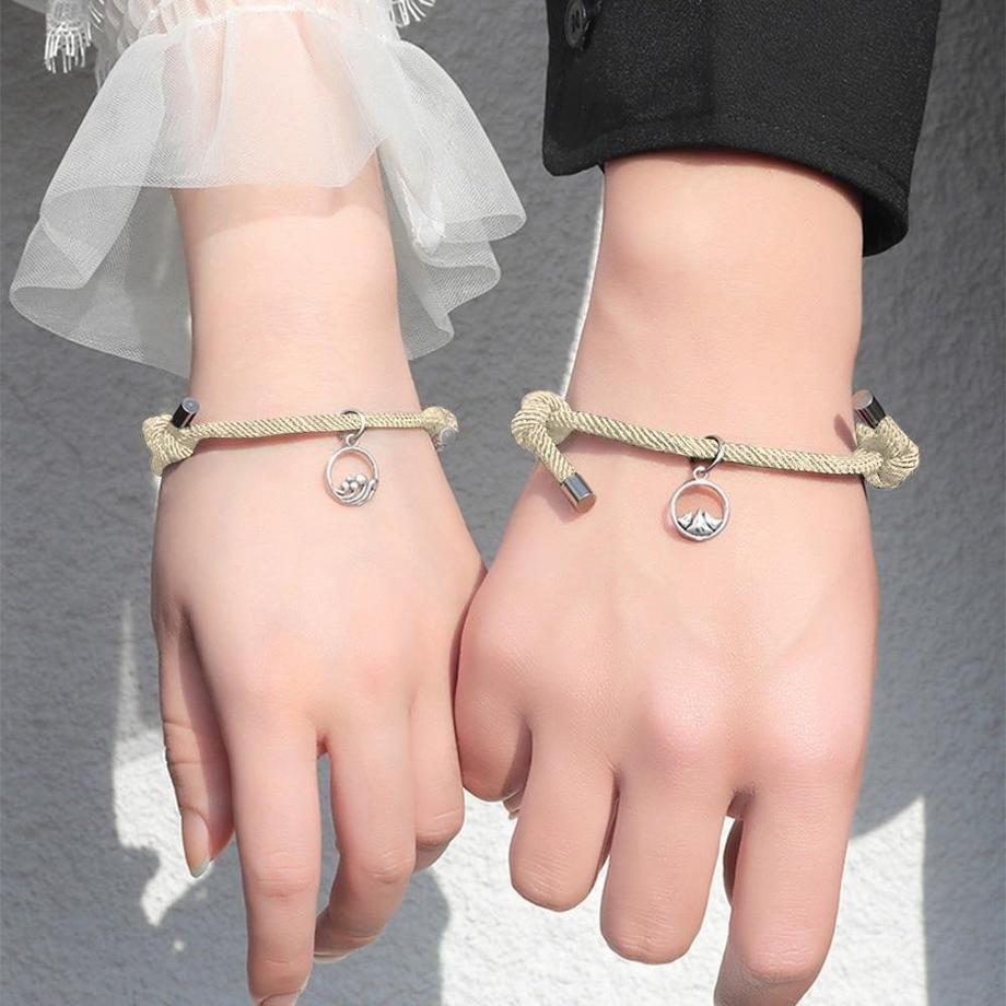 eStore  Paar Armband mit Magnet - Beige 