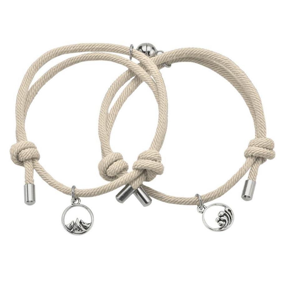 eStore  Paar Armband mit Magnet - Beige 