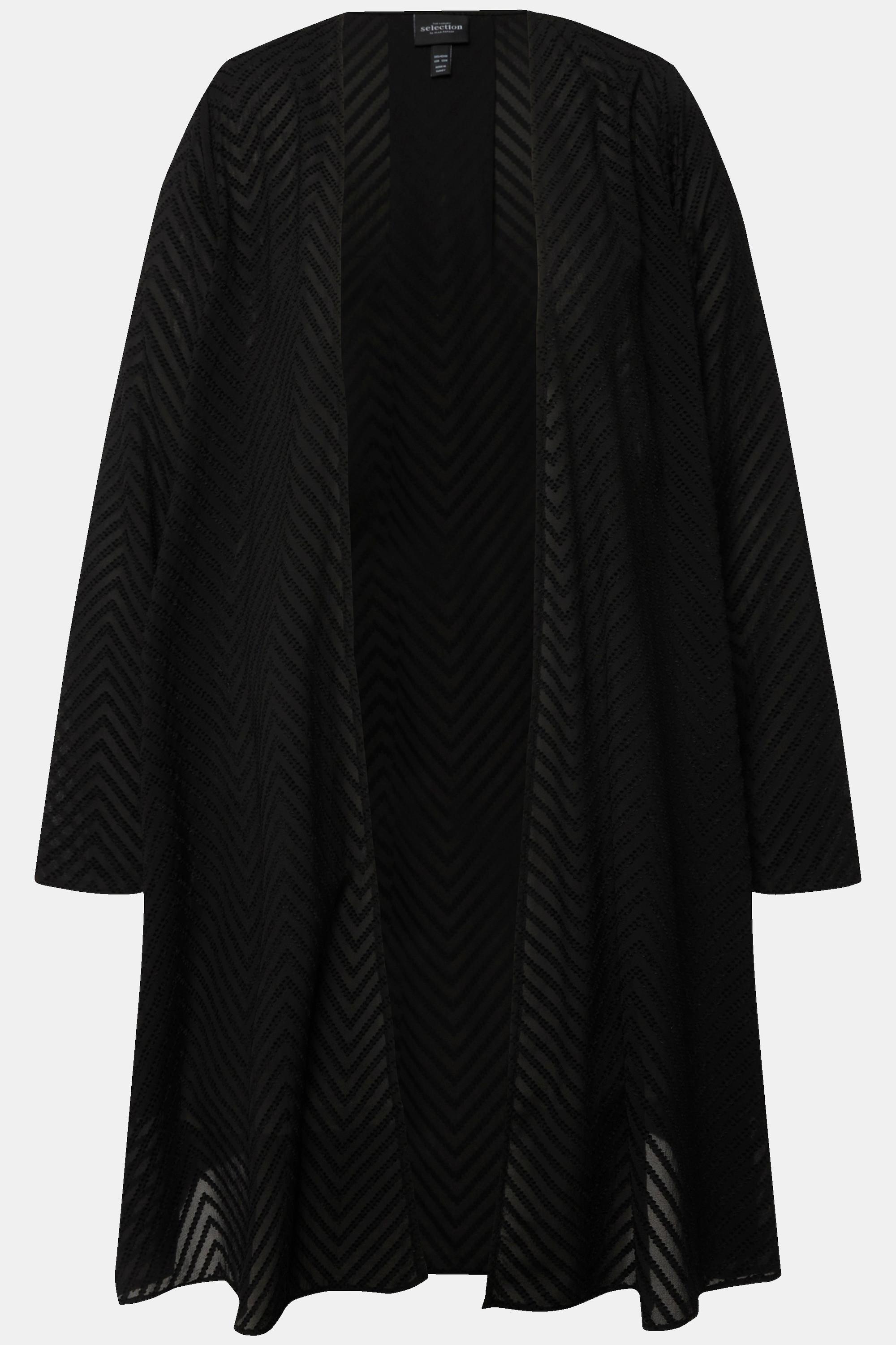 Ulla Popken Giacca da interno motivo a spina di pesce 3D Linea A Scollo a V  