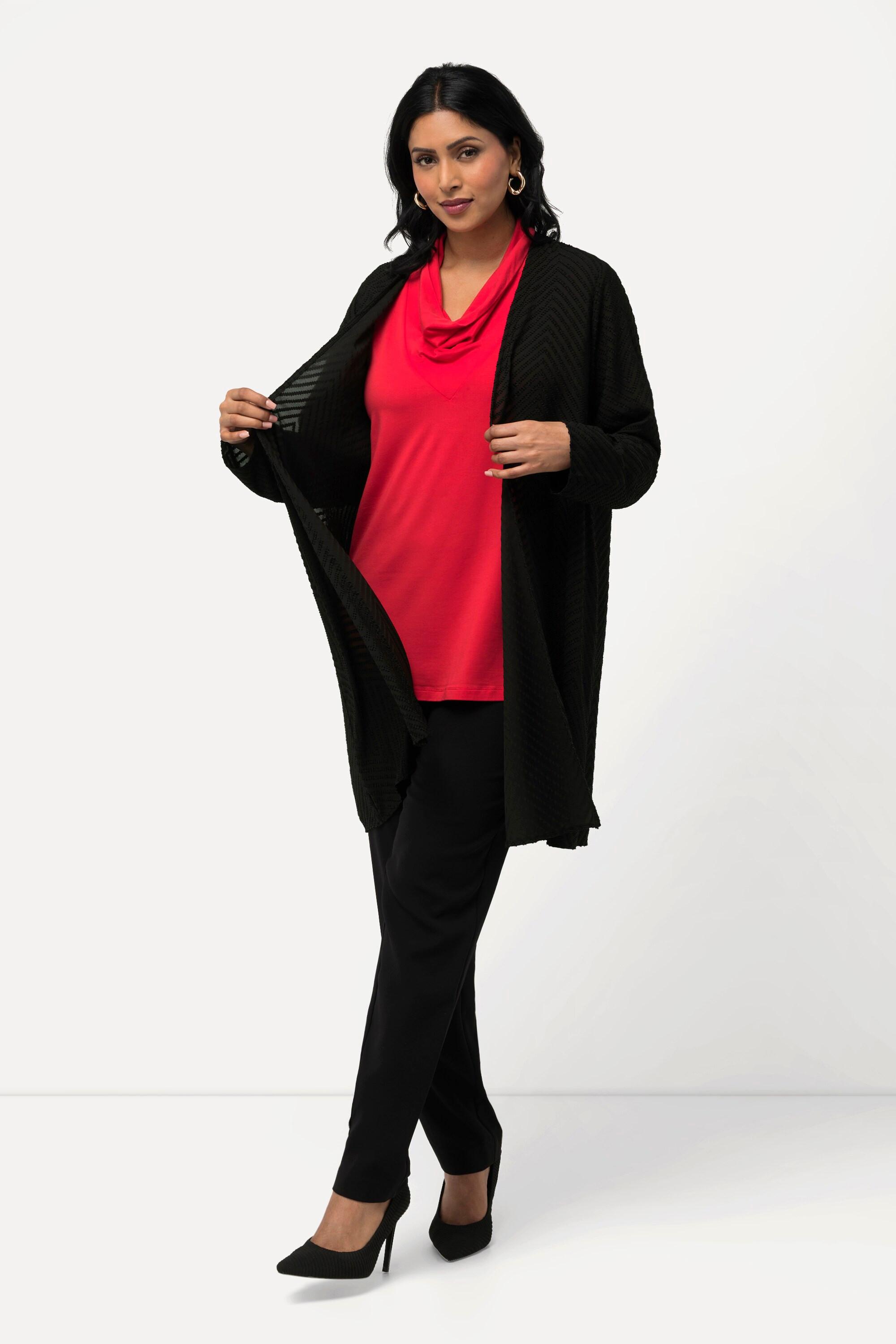 Ulla Popken Giacca da interno motivo a spina di pesce 3D Linea A Scollo a V  