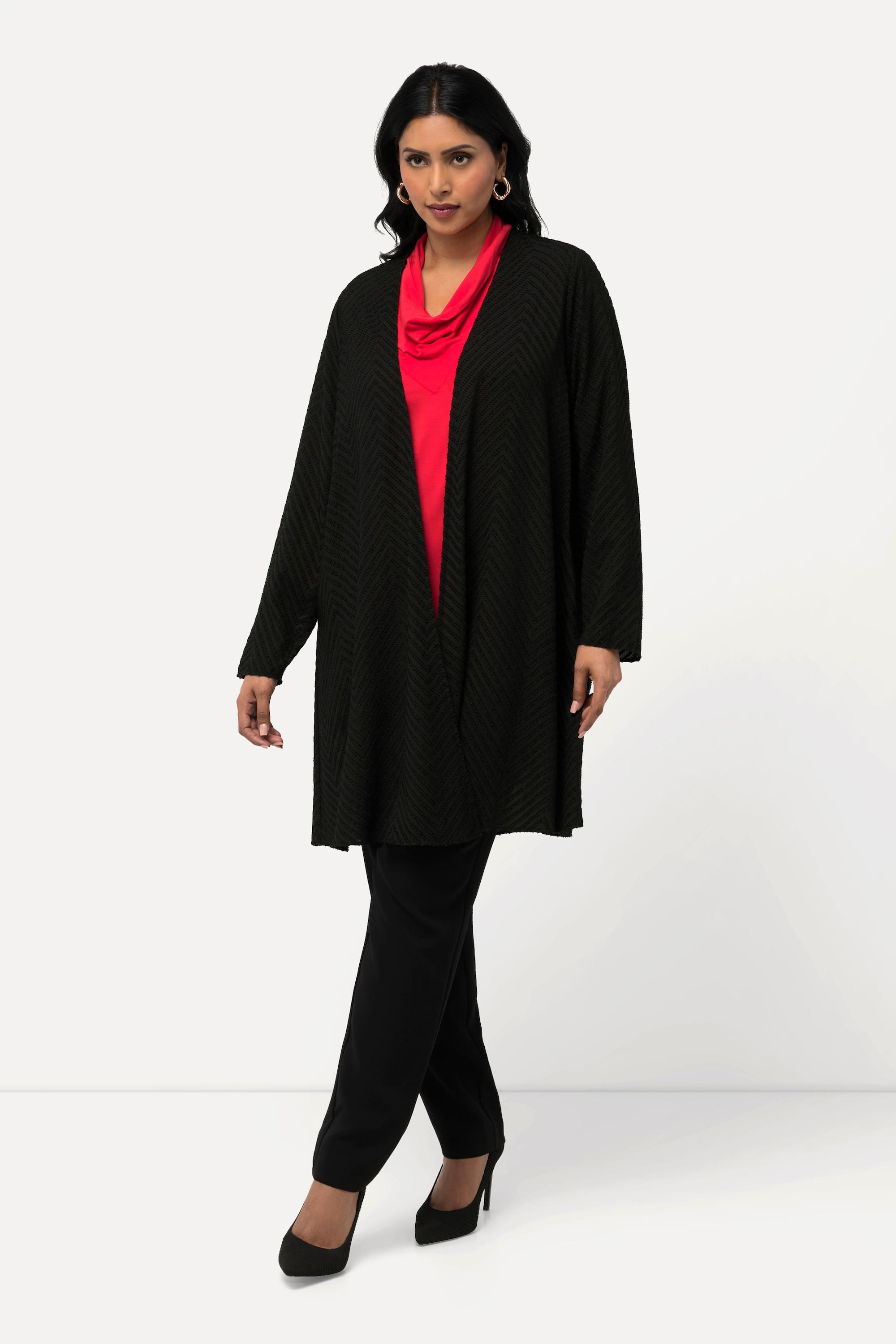 Ulla Popken Giacca da interno motivo a spina di pesce 3D Linea A Scollo a V  