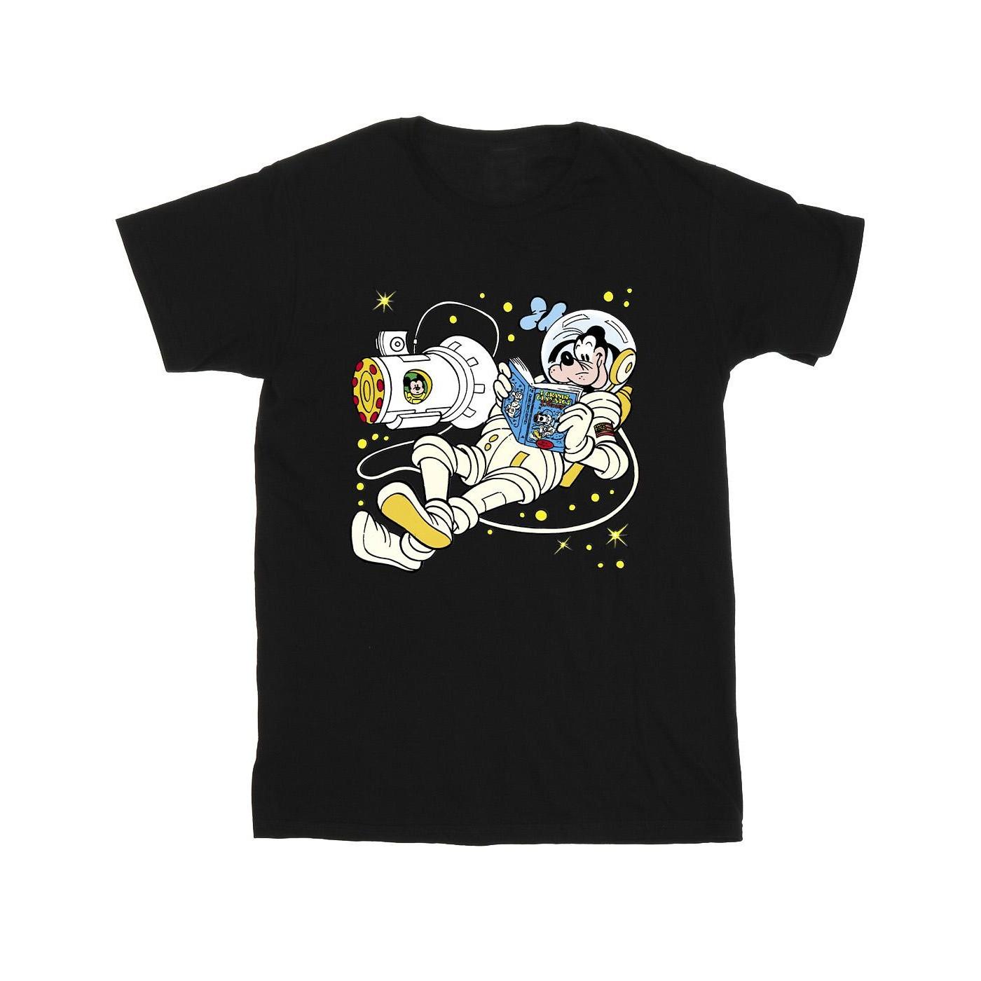 Image of Goofy Reading In Space Tshirt Herren Schwarz 3XL