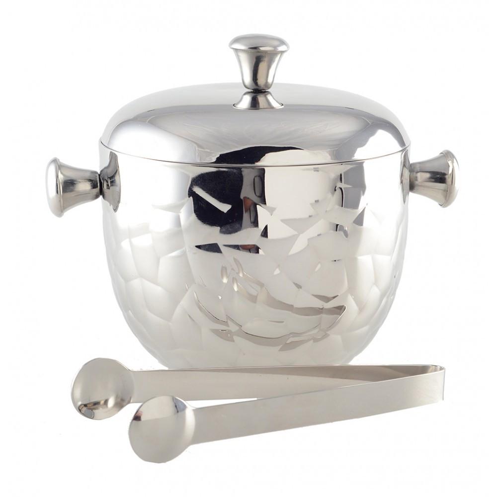 Image of DOPPELWANDIGER SILBEREISWÜRFELBEHÄLTER MIT ZANGE 16X16X18CM DOPPELWANDIGER SILBEREISWÜRFELBEHÄLTER MIT ZANGE 16X16X18CM