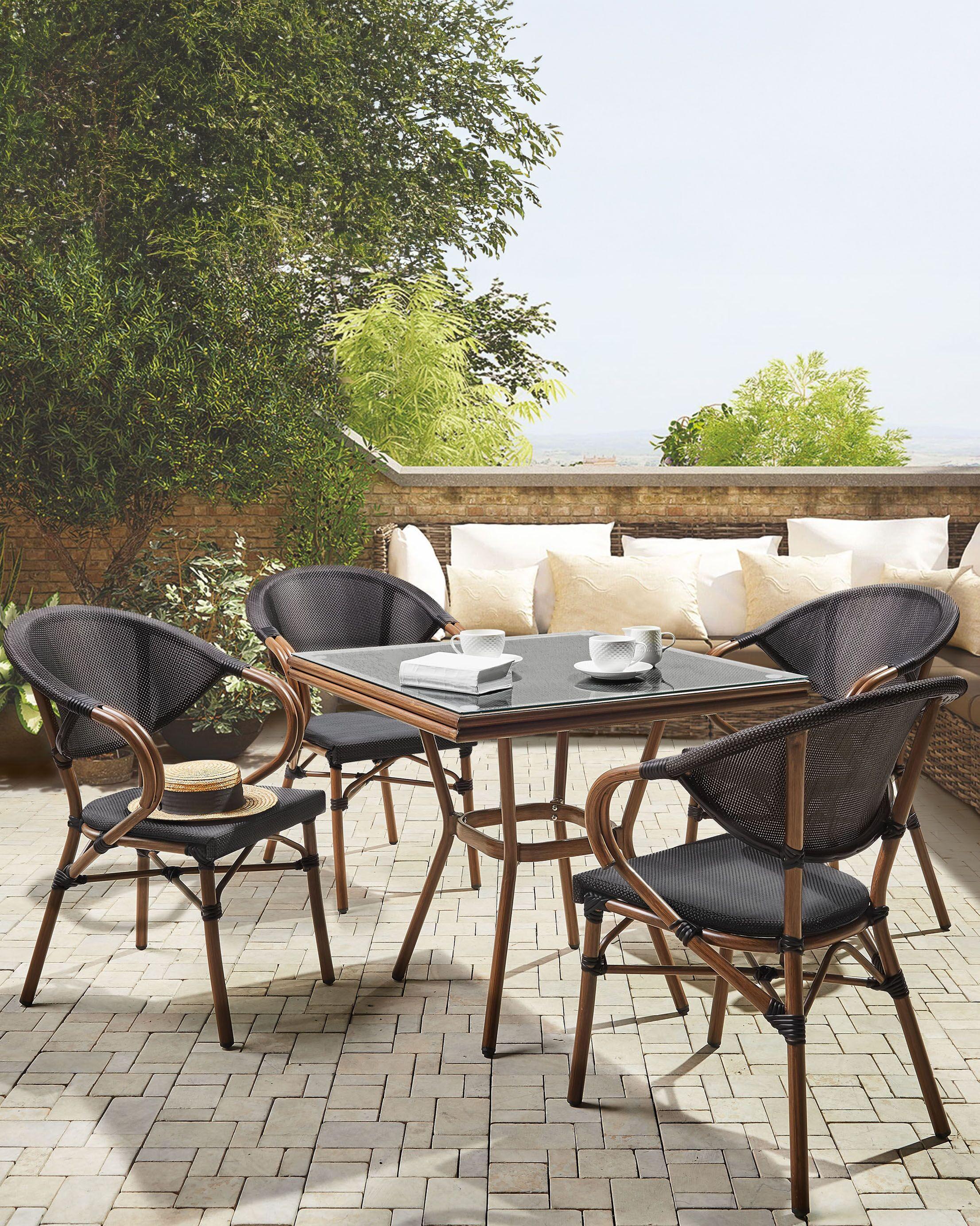 Beliani Lot de 4 chaises de jardin en Aluminium Rétro CASPRI  