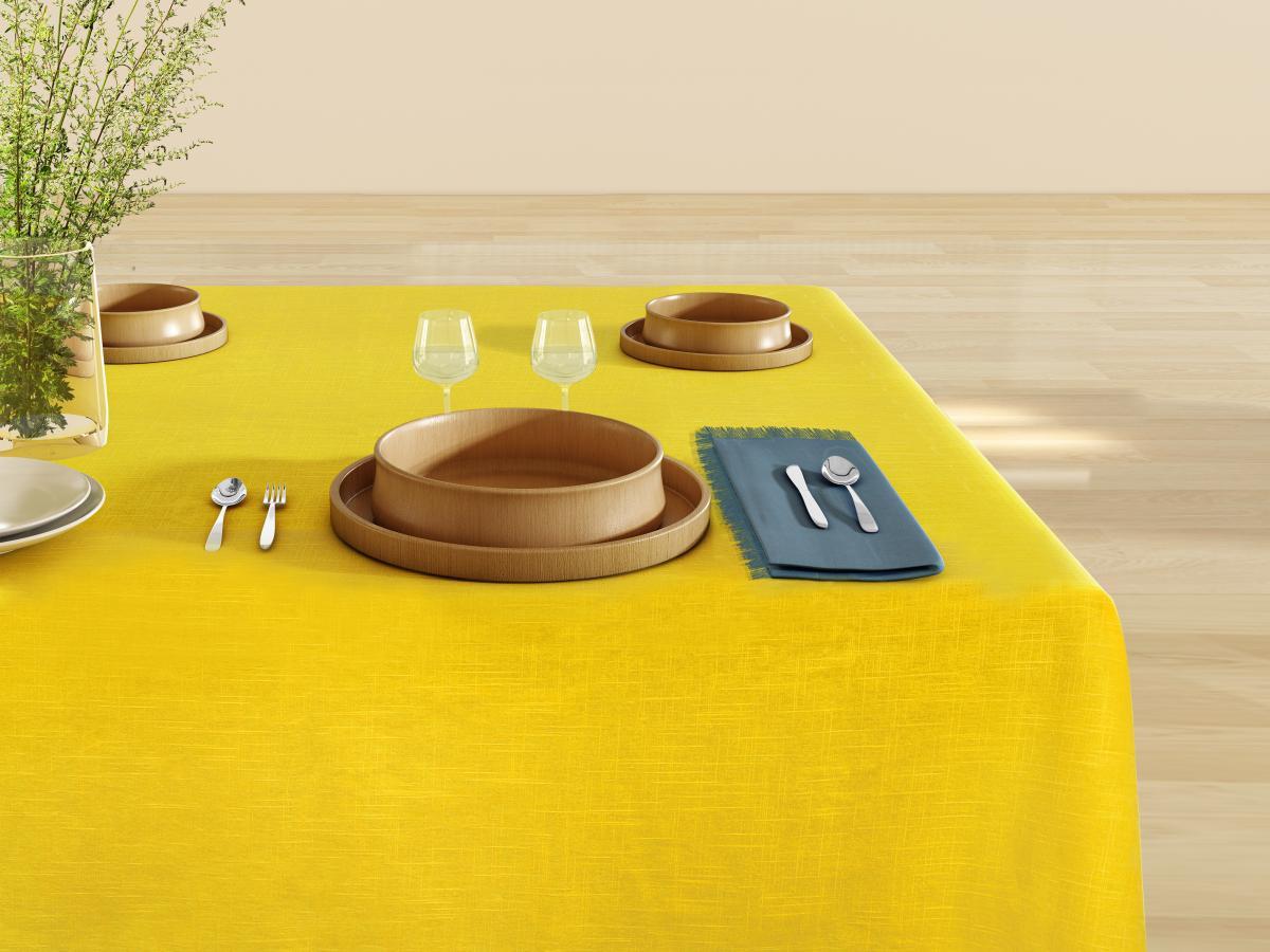 Vente-unique Tovaglia con frange 140 x 240 cm in Cotone Giallo - POLA  