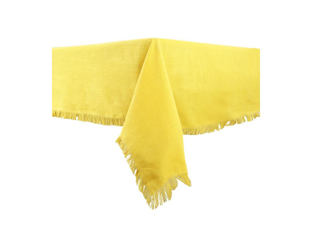 Vente-unique Nappe à franges en coton - 140 x 240 cm - Jaune - POLA  