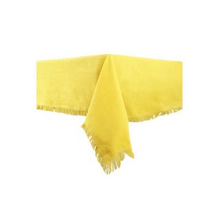 Vente-unique Nappe à franges en coton - 140 x 240 cm - Jaune - POLA  