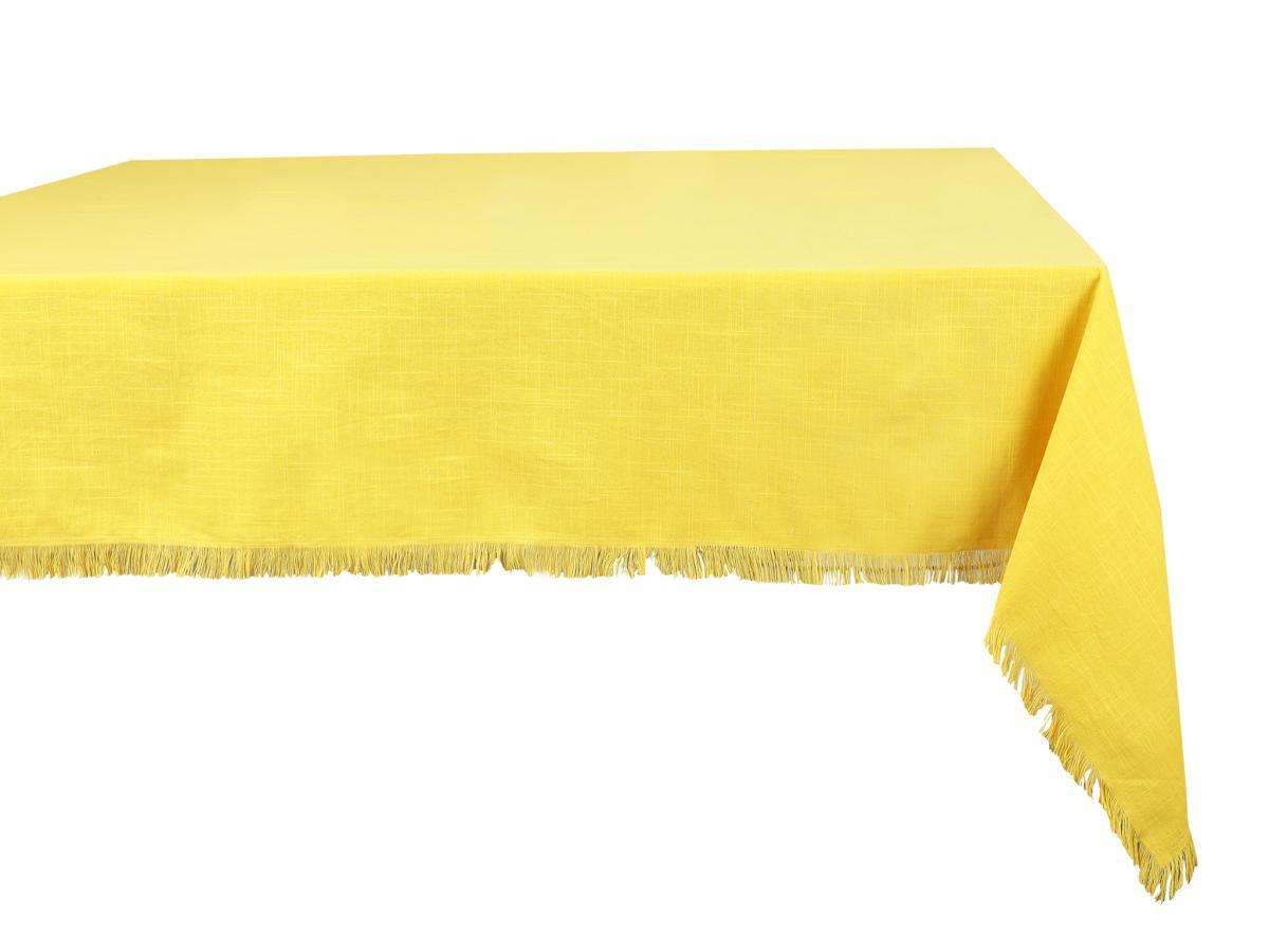 Vente-unique Nappe à franges en coton - 140 x 240 cm - Jaune - POLA  