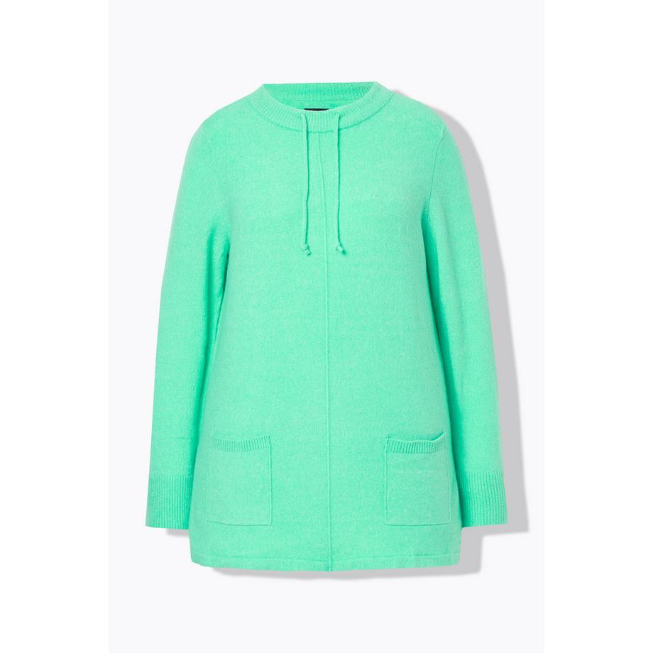 Ulla Popken Pullover Stehkragen Kordel Taschen Langarm  