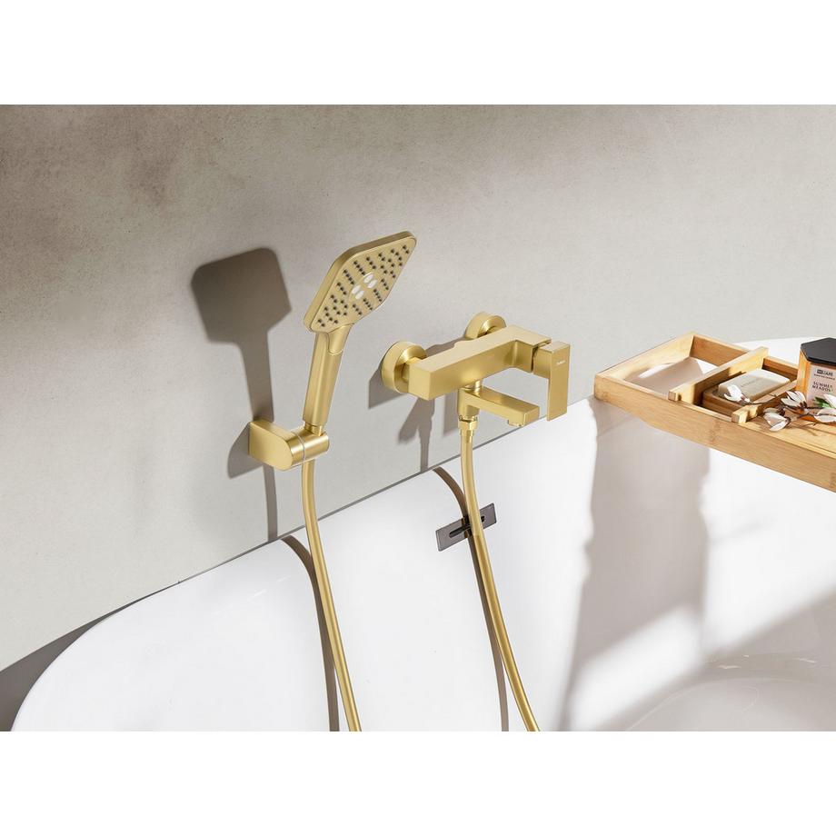 Beliani rubinetto miscelatore da parete per vasca e doccia en Ottone Moderno TARAPOTO  