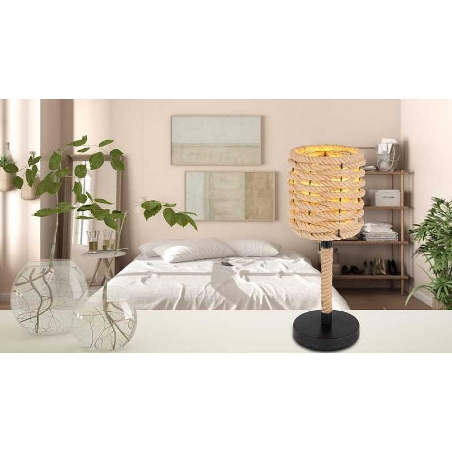 mutoni Lampe à poser Halia métal chanvre brun noir 1xE27  