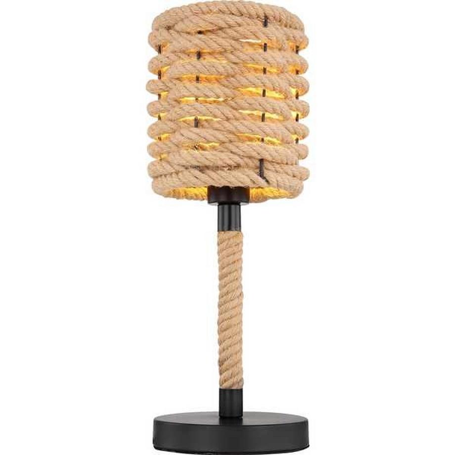 mutoni Lampe à poser Halia métal chanvre brun noir 1xE27  