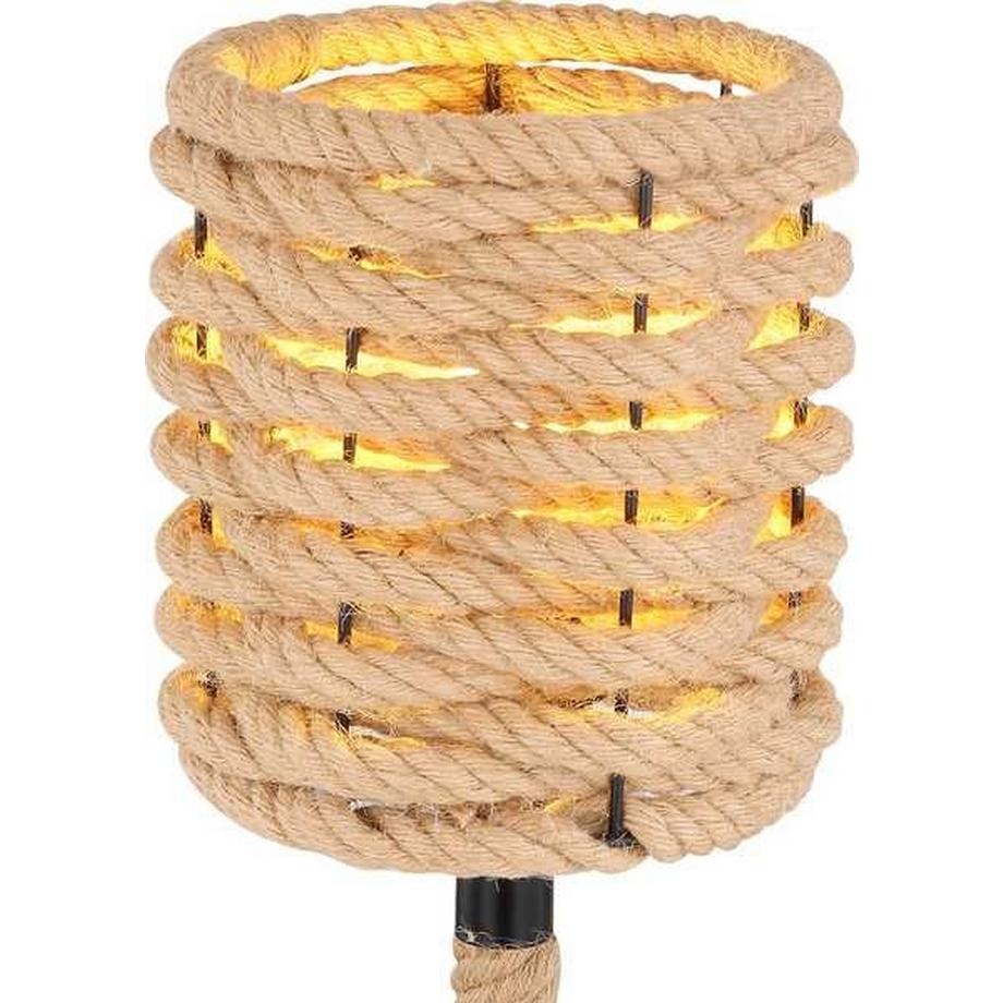 mutoni Lampe à poser Halia métal chanvre brun noir 1xE27  