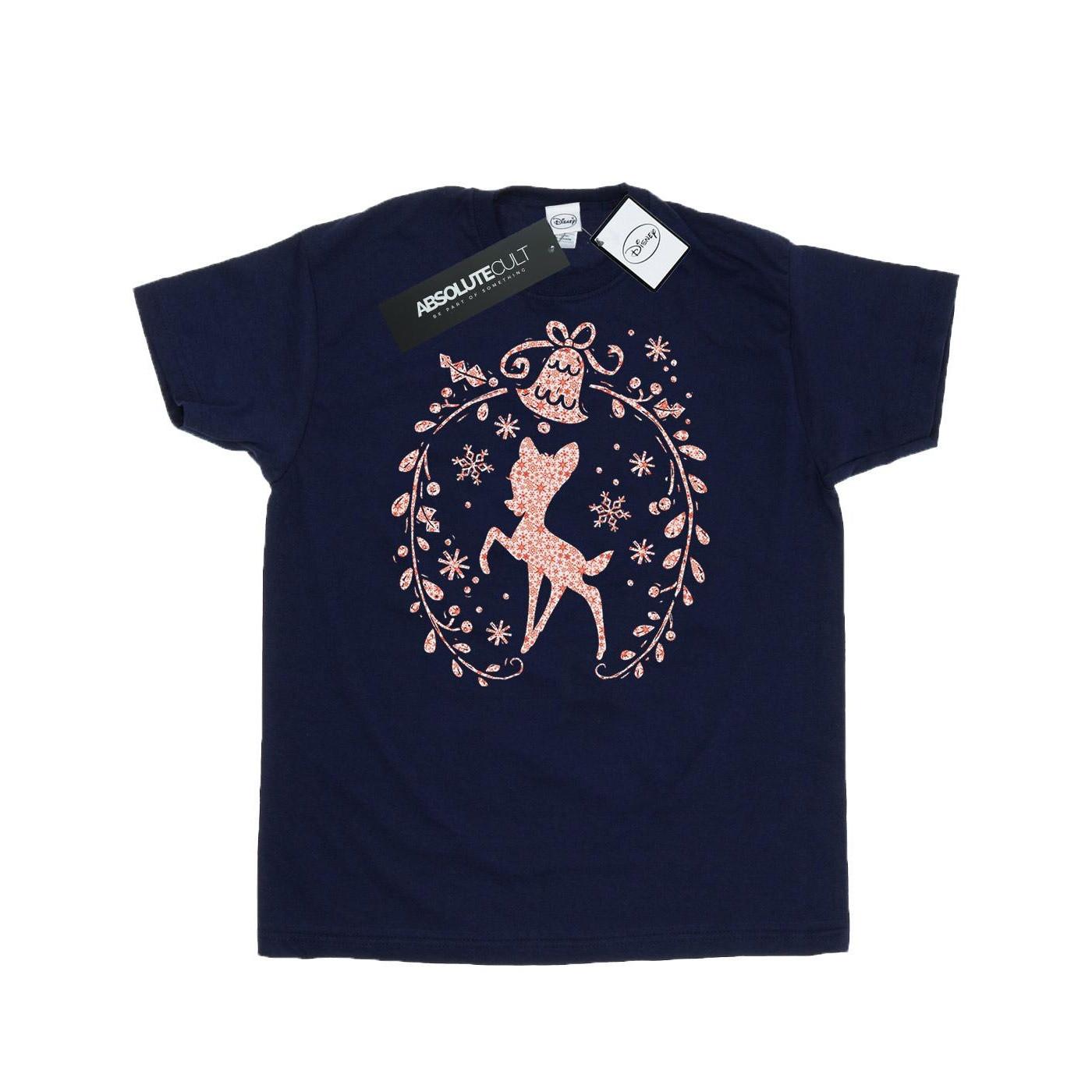 Image of Bambi Christmas Wreath Tshirt Damen Marine S