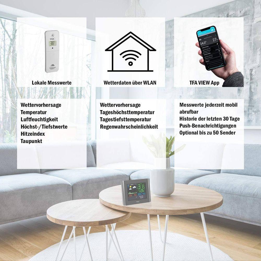 TFA TFA-Dostmann VIEW METEO Nero Batteria Wi-Fi  