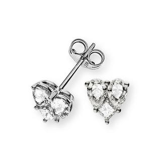 MUAU Schmuck  Ohrstecker Herz 750/18K Weissgold Diamant 0.96ct. 