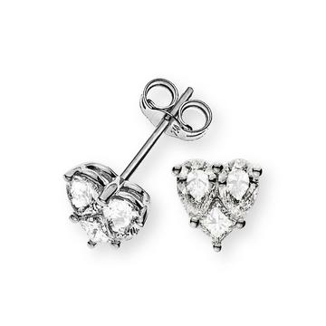 Boucles d'oreilles Cœur or blanc 750/18K diamant 0.96ct.