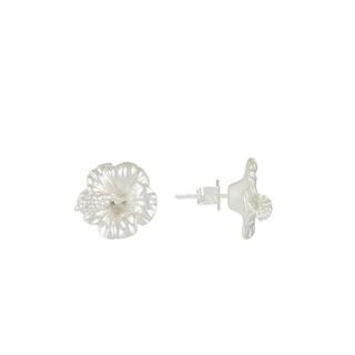 Steinkult  Boucle d'oreille plaquée argent "Hibiscus Fleur" 