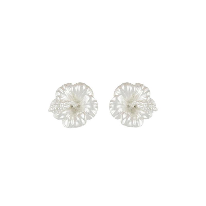 Steinkult  Boucle d'oreille plaquée argent "Hibiscus Fleur" 