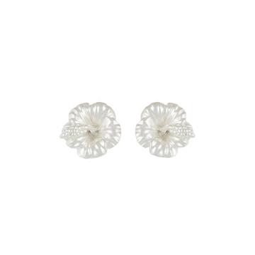 Boucle d'oreille plaquée argent "Hibiscus Fleur"