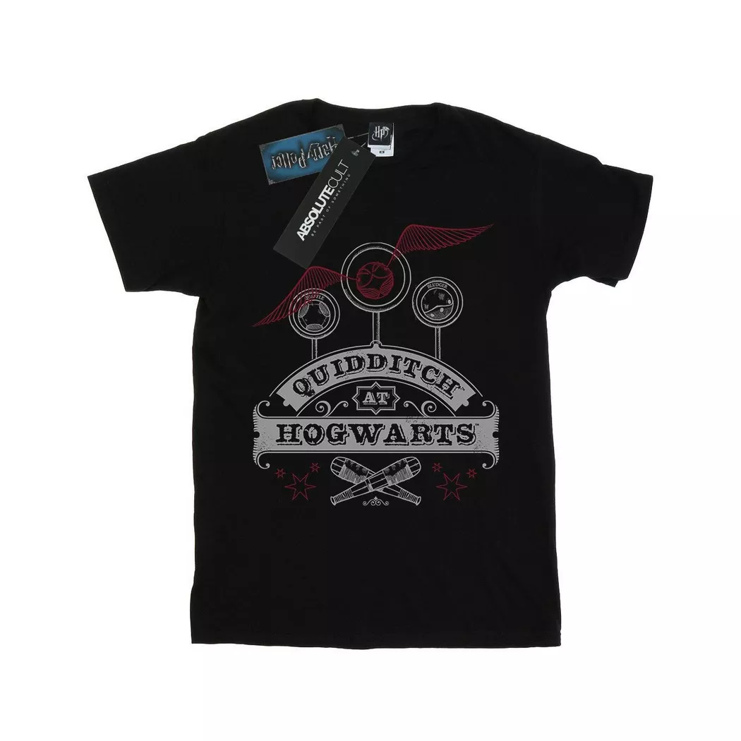 Harry Potter - Quidditch At Hogwarts TShirt, für Damen, Schwarz, Größe S
