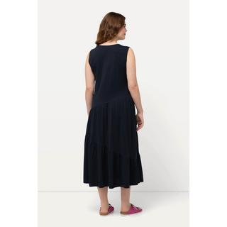 Ulla Popken  Midikleid, A-Linie, V-Ausschnitt, ärmellos, Biobaumwolle 