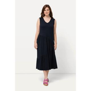 Ulla Popken  Midikleid, A-Linie, V-Ausschnitt, ärmellos, Biobaumwolle 