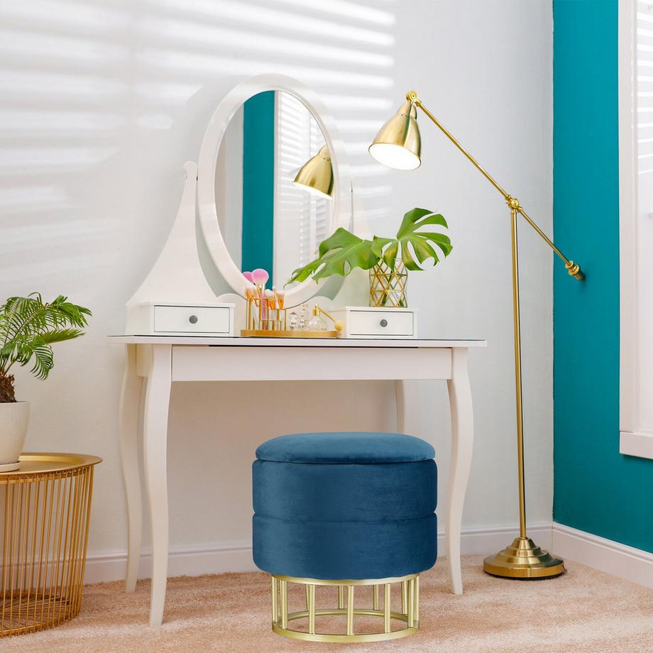 Northix Pouf en velours avec espace de rangement  