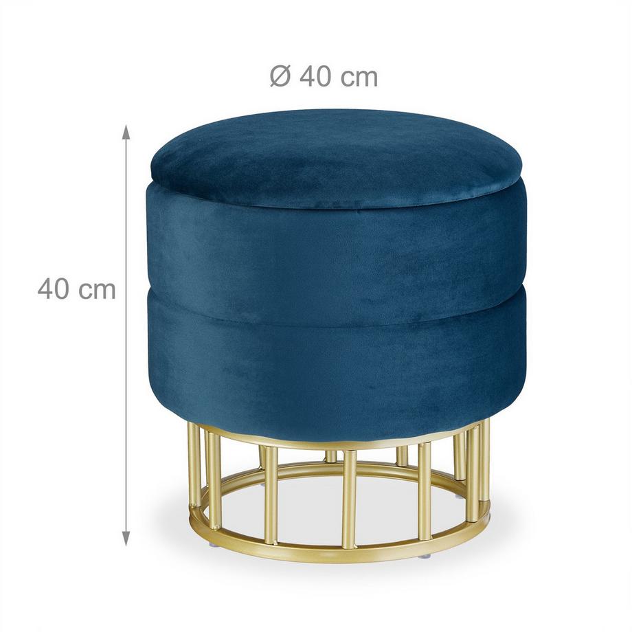 Northix Pouf en velours avec espace de rangement  