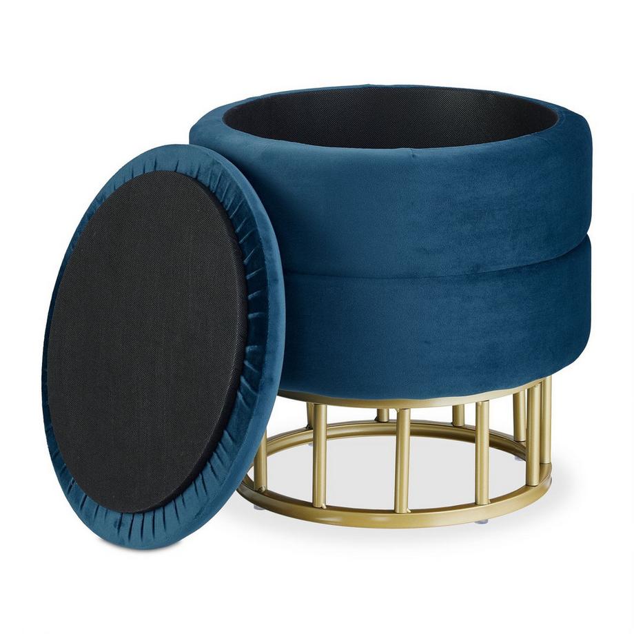 Northix Pouf en velours avec espace de rangement  