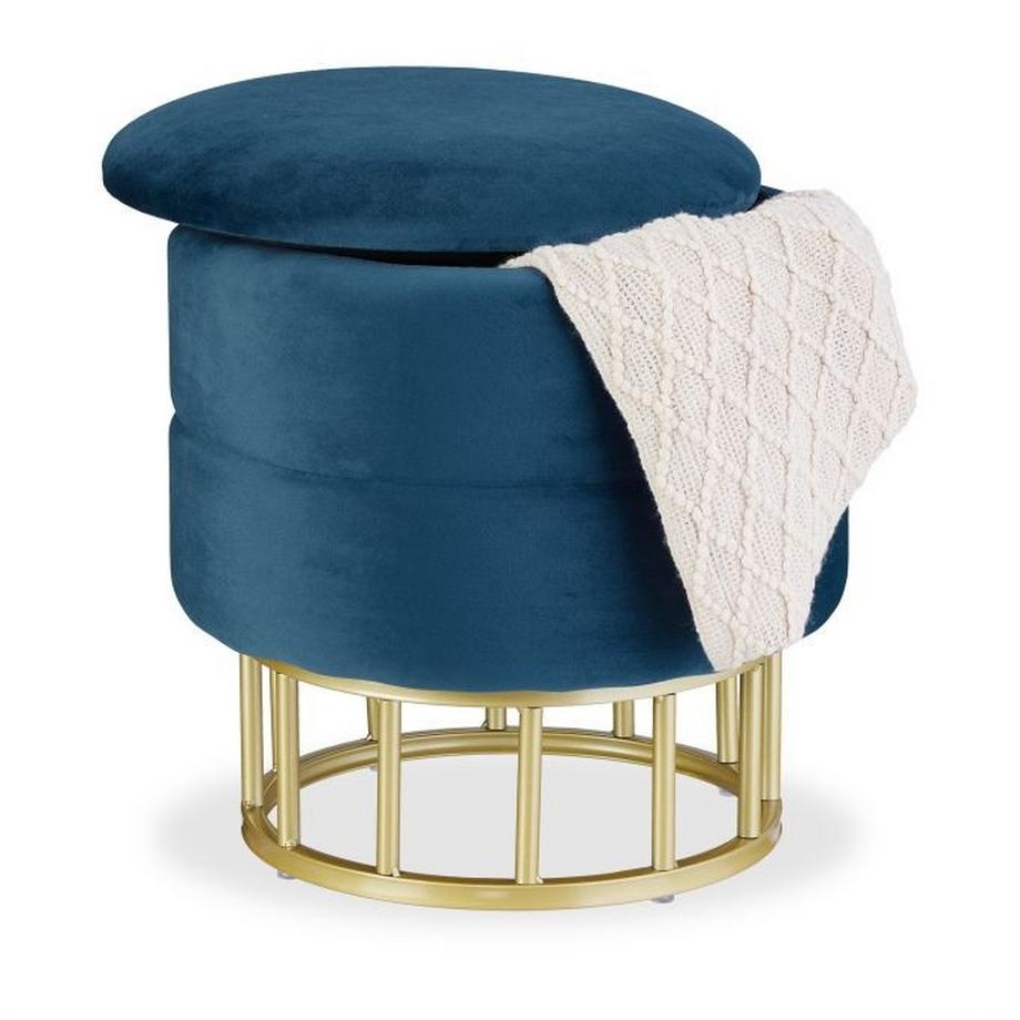 Northix Pouf en velours avec espace de rangement  