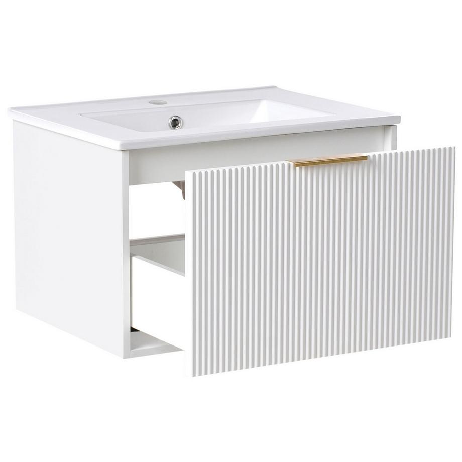 Beliani Wandmontierter Waschtischunterschrank mit Waschbecken aus MDF-Platte Modern TILCARA  