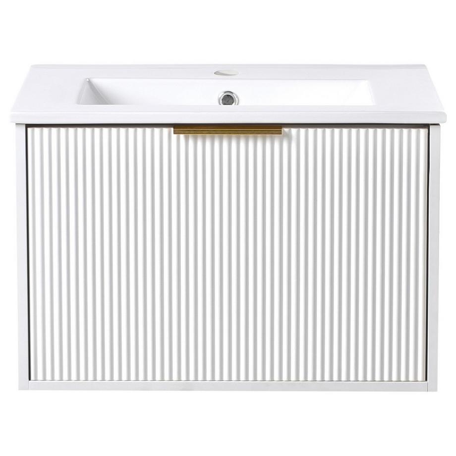 Beliani Wandmontierter Waschtischunterschrank mit Waschbecken aus MDF-Platte Modern TILCARA  