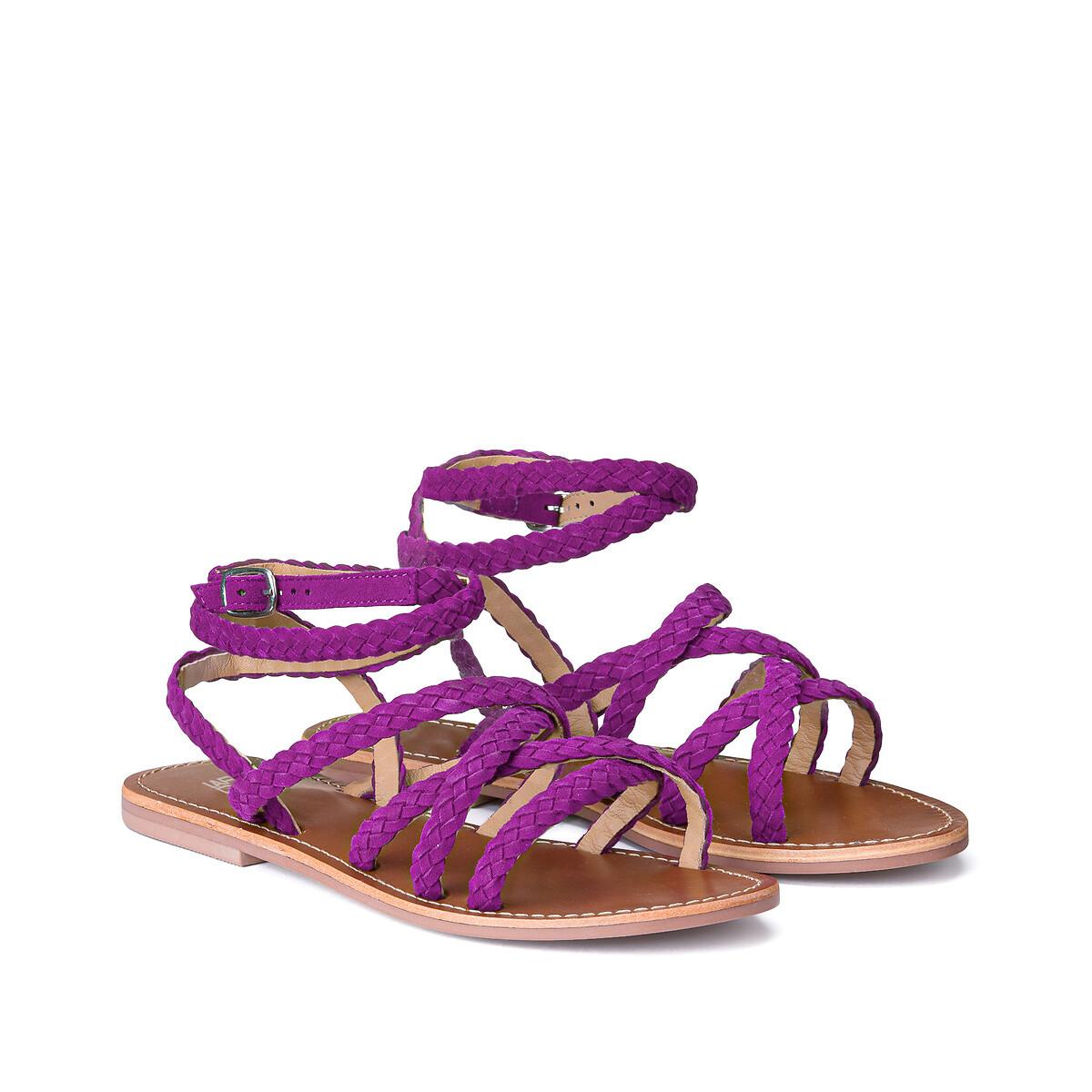 Image of Geflochtene Signature Sandalen Aus Leder Damen Rosa 41