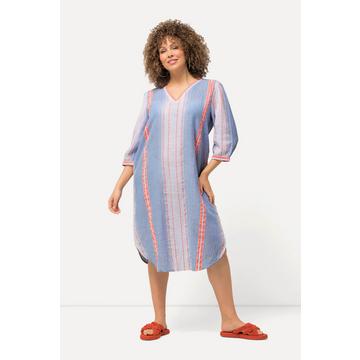 Kaftan, Streifen, Oversized, V-Ausschnitt, 3/4-Arm