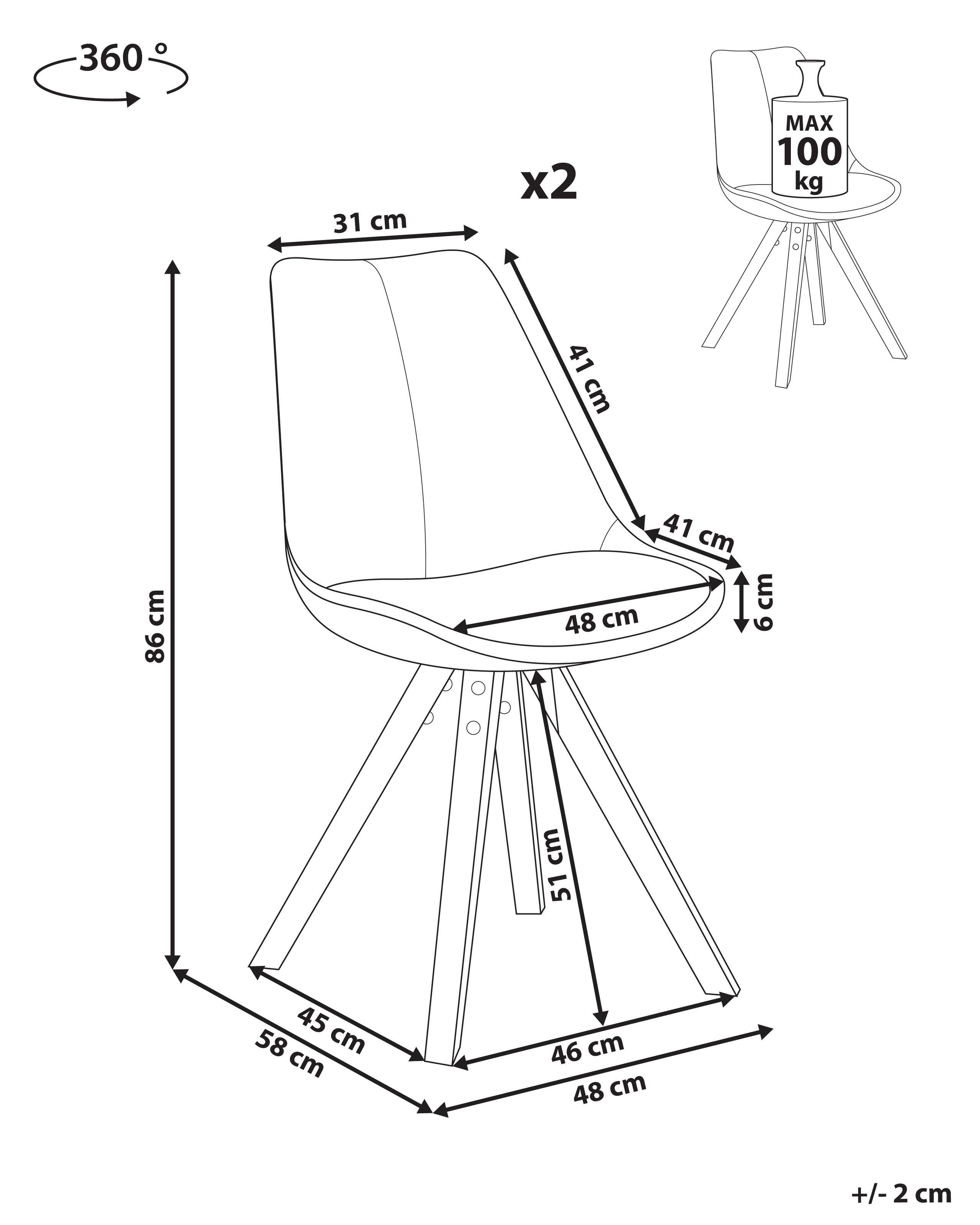 Beliani Lot de 2 chaises de salle à manger en Tissu Scandinave HEDLEY  