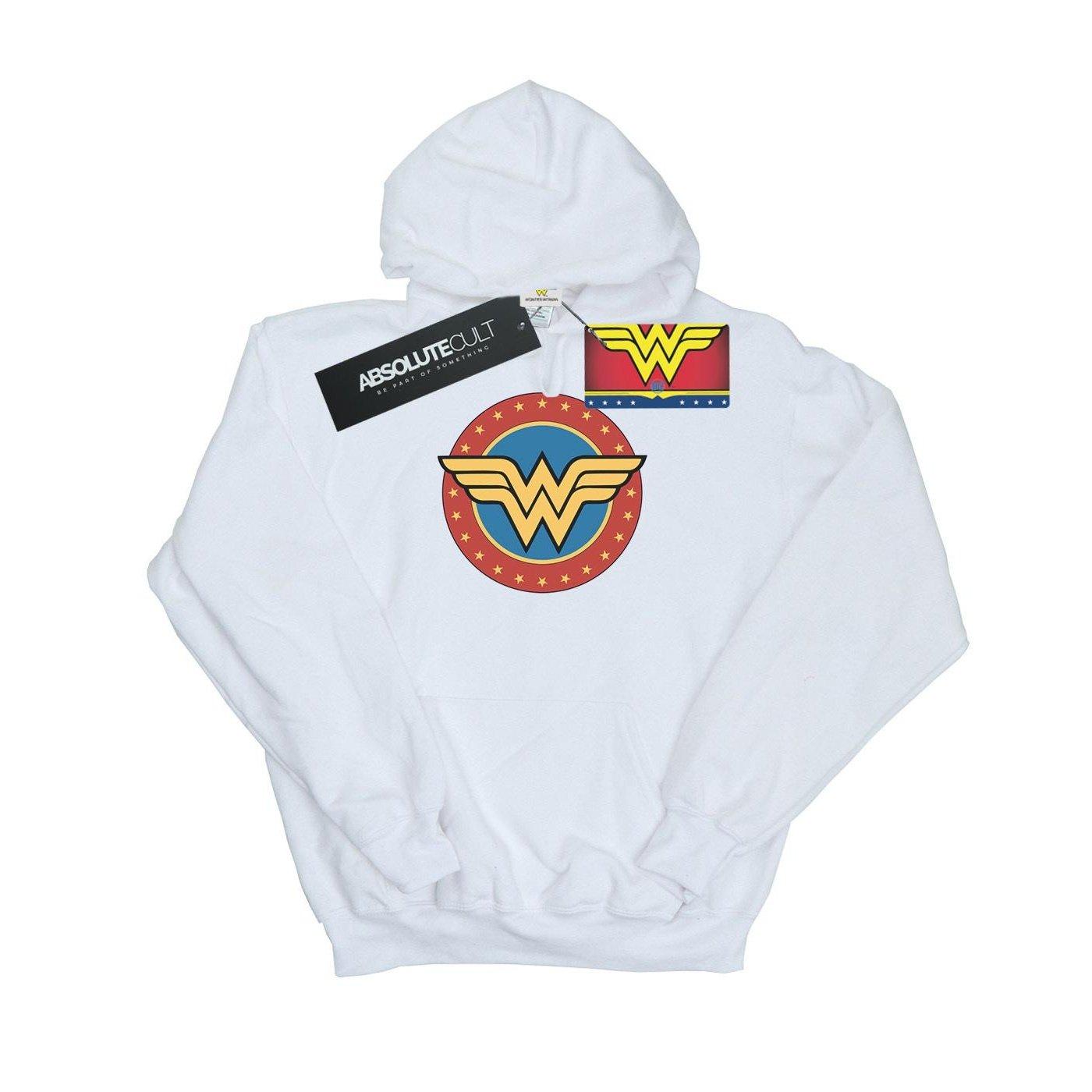Image of Wonder Woman Circle Logo Kapuzenpullover Jungen Weiss 128