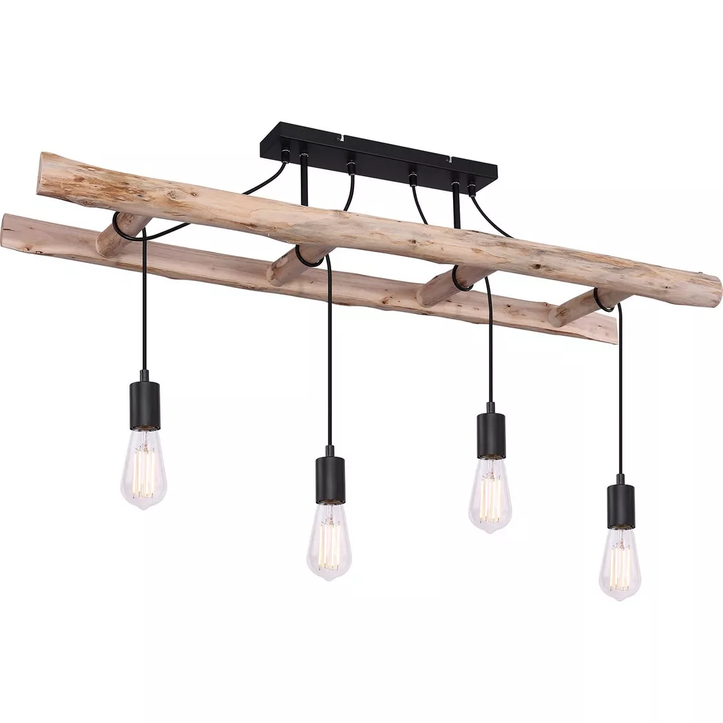 mutoni – Deckenleuchte Irmgard Holz natur 4xE27, One Size, Braun