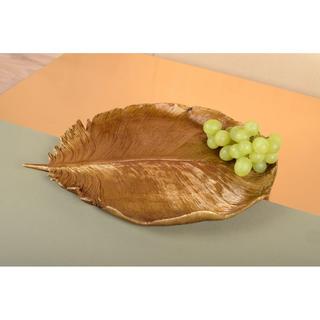 Aulica  COUPE DECORATIVE FEUILLE DOREE 38X29.5X4CM 